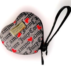 JUICY COUTURE Heart Shaped Black White Red Pink Wristlet Purse